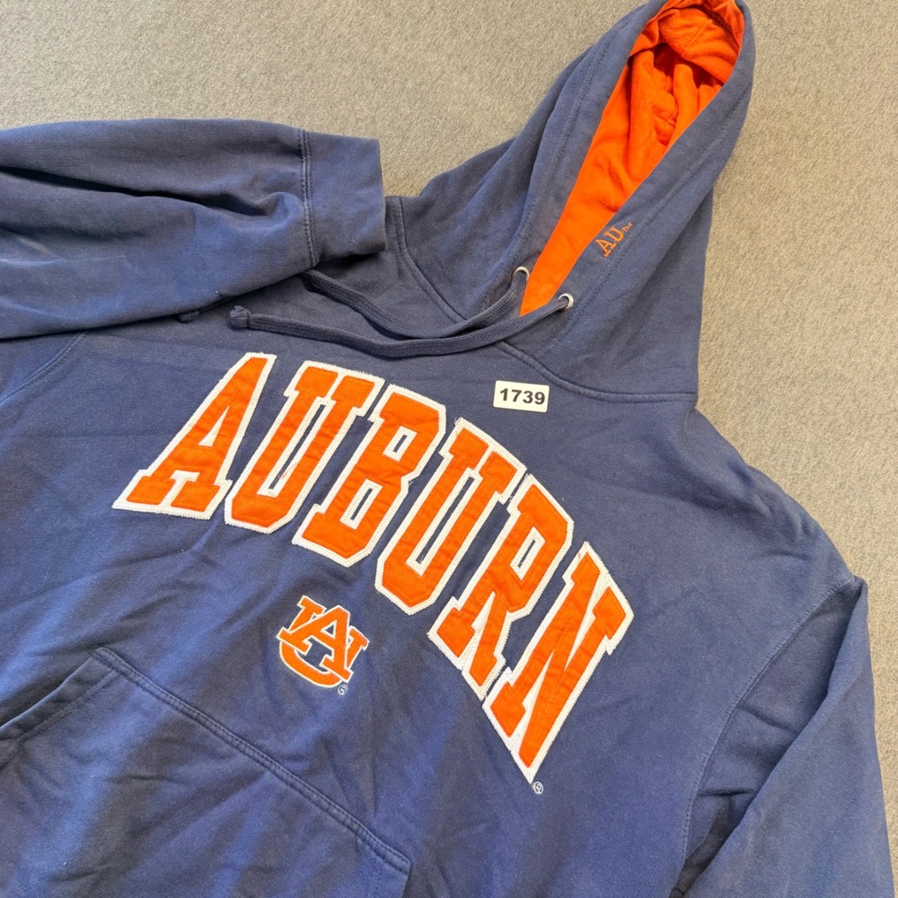 Old Varsity Brand Auburn Tigers Hoodie Navy Blue Orange Mens XL Sweatshirt
